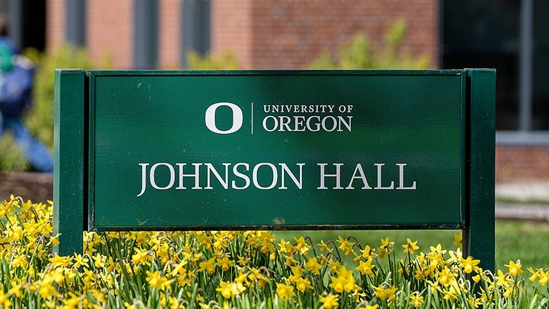 Photo of a sign identifying Johnson Hall