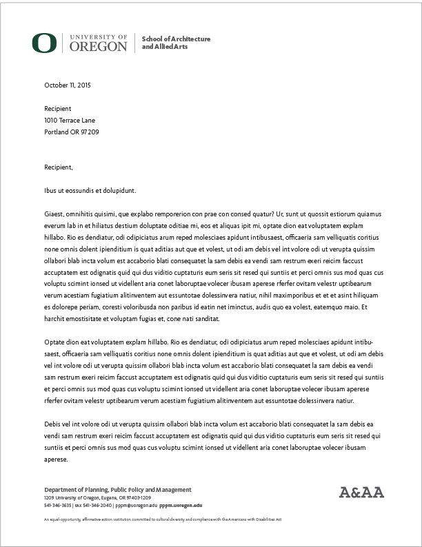 stationery university communications sample letterhead with logo