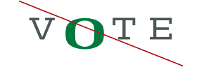 Vote using the UO "O" as the center "o" with a red line across it
