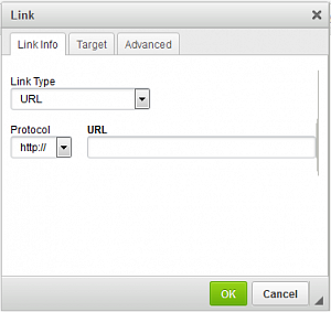 Screenshot of WYSIWYG of button to add an email link
