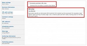Screenshot of URL alias menu with a new URL Screenshot of URL alias menu with a new URL