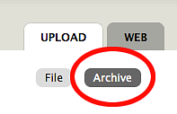 Screen shot of the Archive link