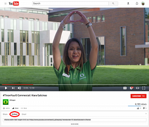Screenshot of YouTube screen highlight the embed button Screenshot of YouTube screen highlight the embed button