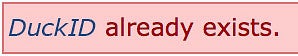 CASprofiles User already exists error message