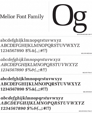 Melior font examples