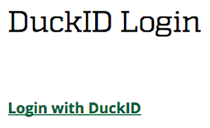 Duck ID log in screen