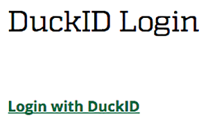 Duck ID log in screen Duck ID log in screen