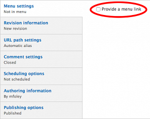 Screen shot of the Menu box circled