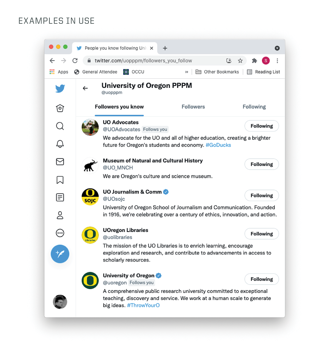 UO Social Media Icons on Twitter example