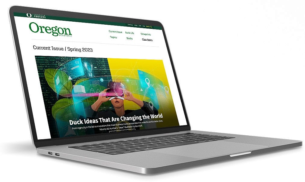 Oregon Quarterly website displayed on laptop