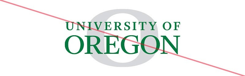 Example of UO logo altered, crossed out