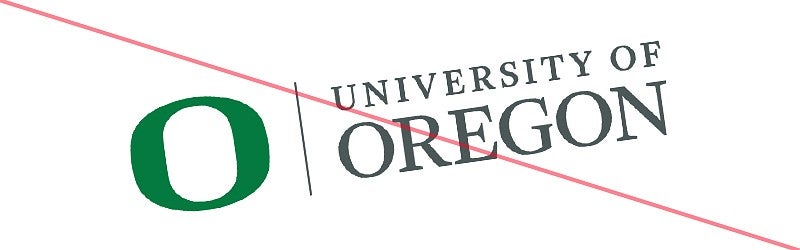 Example of the UO logo rotated, crossed out
