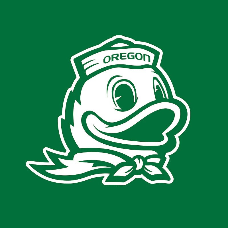 UO mascot mark of the Duck in white