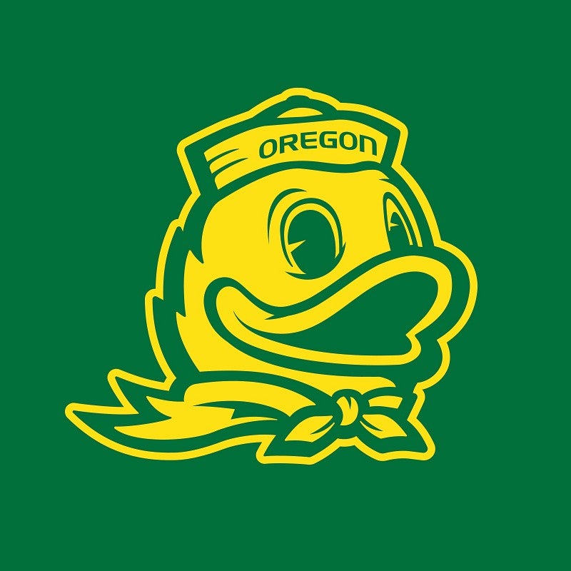 UO mascot mark of the Duck in yellow