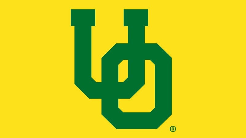 interlocking O logo with yellow background and green letters