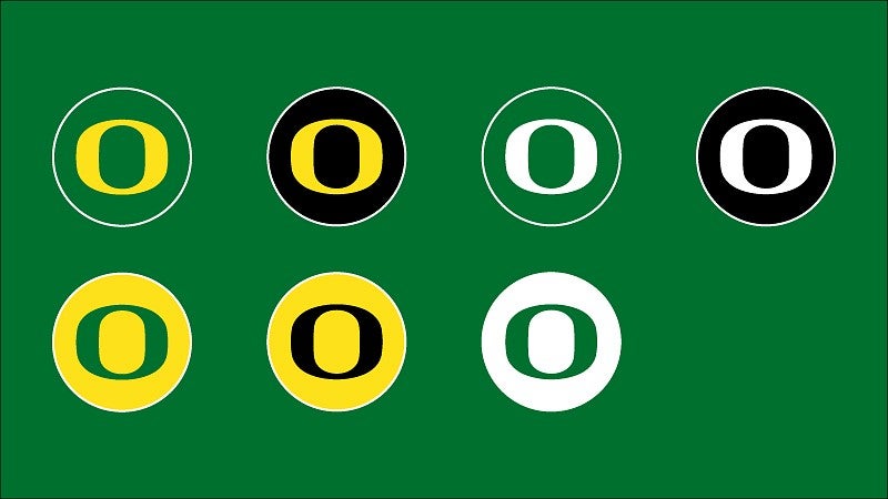 Social media icons featuring the Oregon O set on a green background