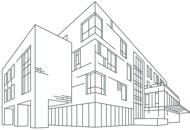 line drawing of a building