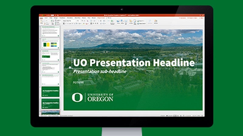 computer screen with UO powerpoint presentation
