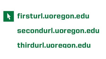 Three example urls on a white background