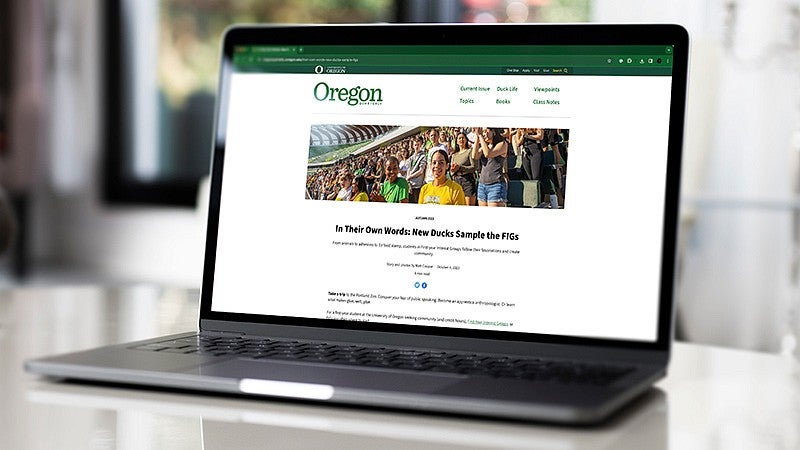 the Oregon Quarterly website on a laptop screen