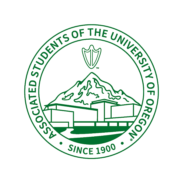 the official mark, in green, for the Associated Students of the University of Oregon