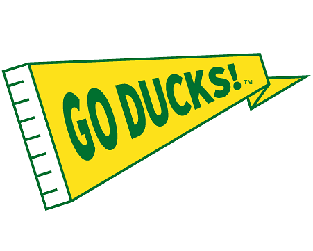 drawing of a pennant that says "Go Ducks!"