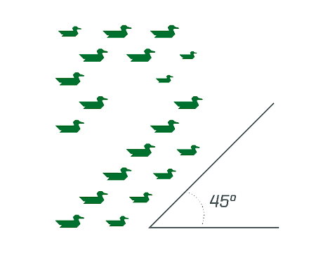 example of swimming ducks pattern cropped at an angle to follow the pattern