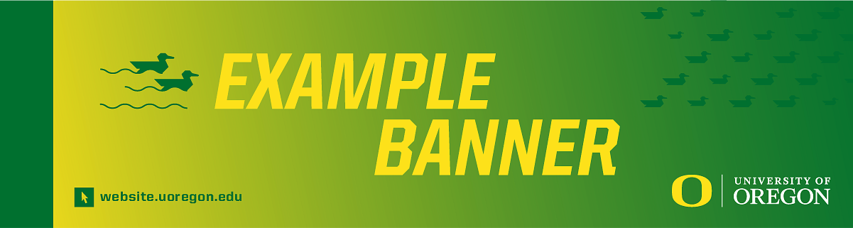 example banner featuring swimming ducks patterns on gradient background