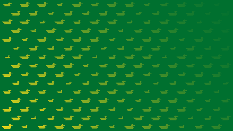 green background with swimming ducks silhouettes pattern in yellow-green gradient