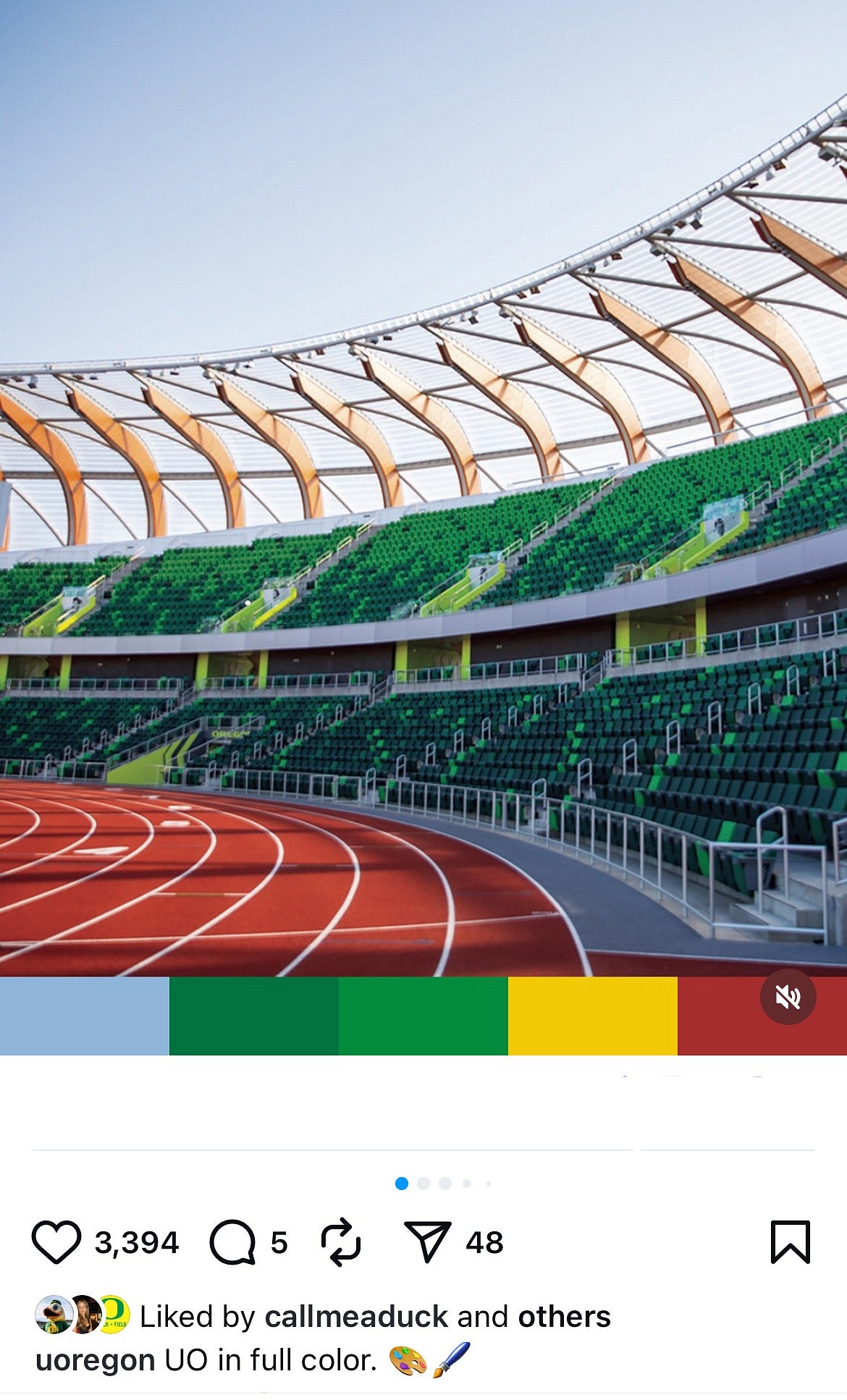 Hayward Field with a color pallet underneath.