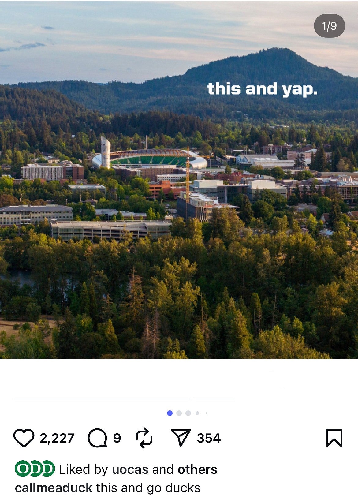 Aerial of campus with "this and yap" as text on the screen.
