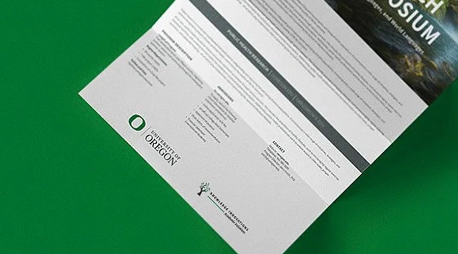 newsletter cobranded with university of oregon and another sponsor's logo on it
