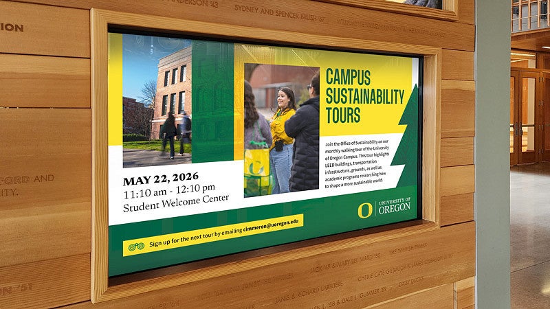a digital ad publicizing a campus sustainability tour