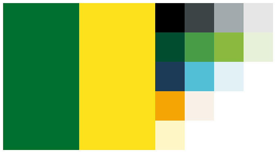 a swatch of various brand colors