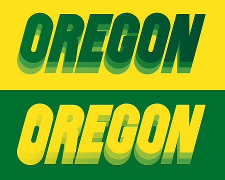 the word Oregon with the stacked shadow treatment