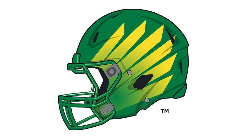 green football helmet with yellow wing design