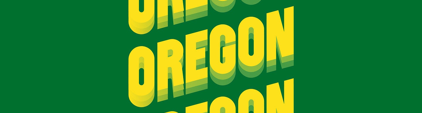 shadow stacked type treatment of the word "Oregon"