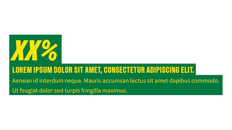 statistics example with extended body copy and yellow text on a green background