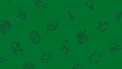 green background with 14 line drawing icons