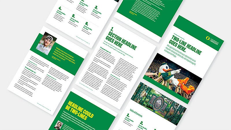 collage of different flyers showing applications of brand typface