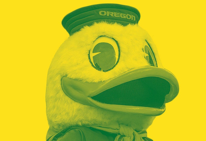 the duck's head with two-tone green and yellow filter applied