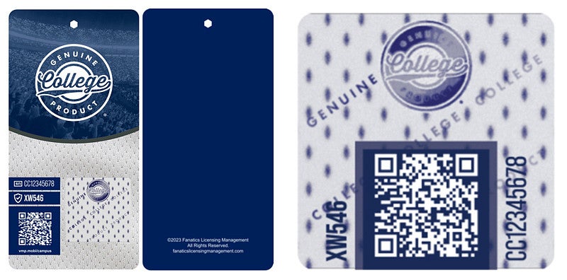 genuine college product merchandise labels