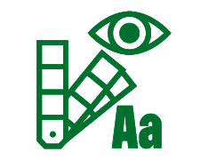 line art of an eyeball and the letters Aa