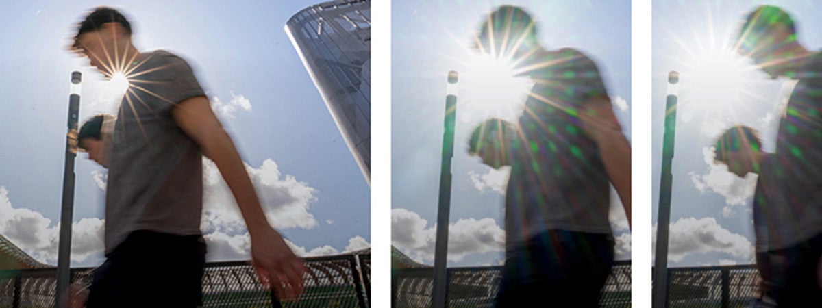 three images of a person walking in sequence