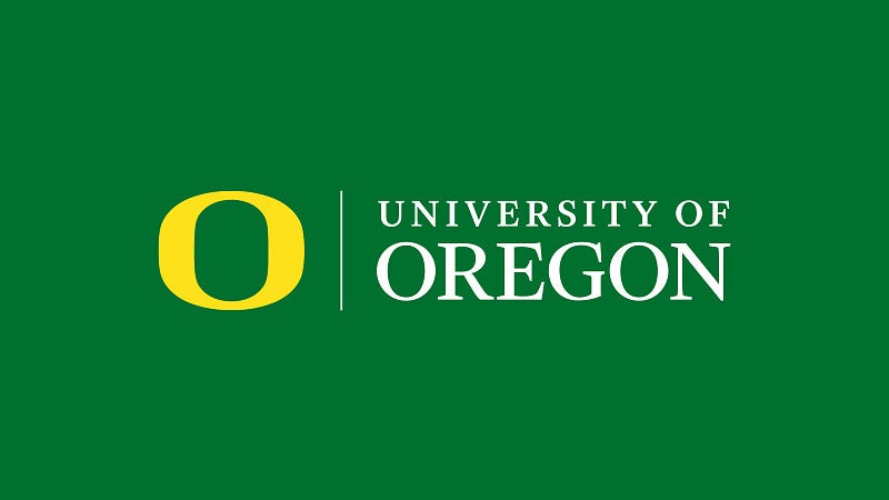 UO logo with yellow O and white "University of Oregon" wordmark