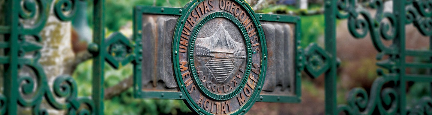 dad's gate showing with the Oregon seal