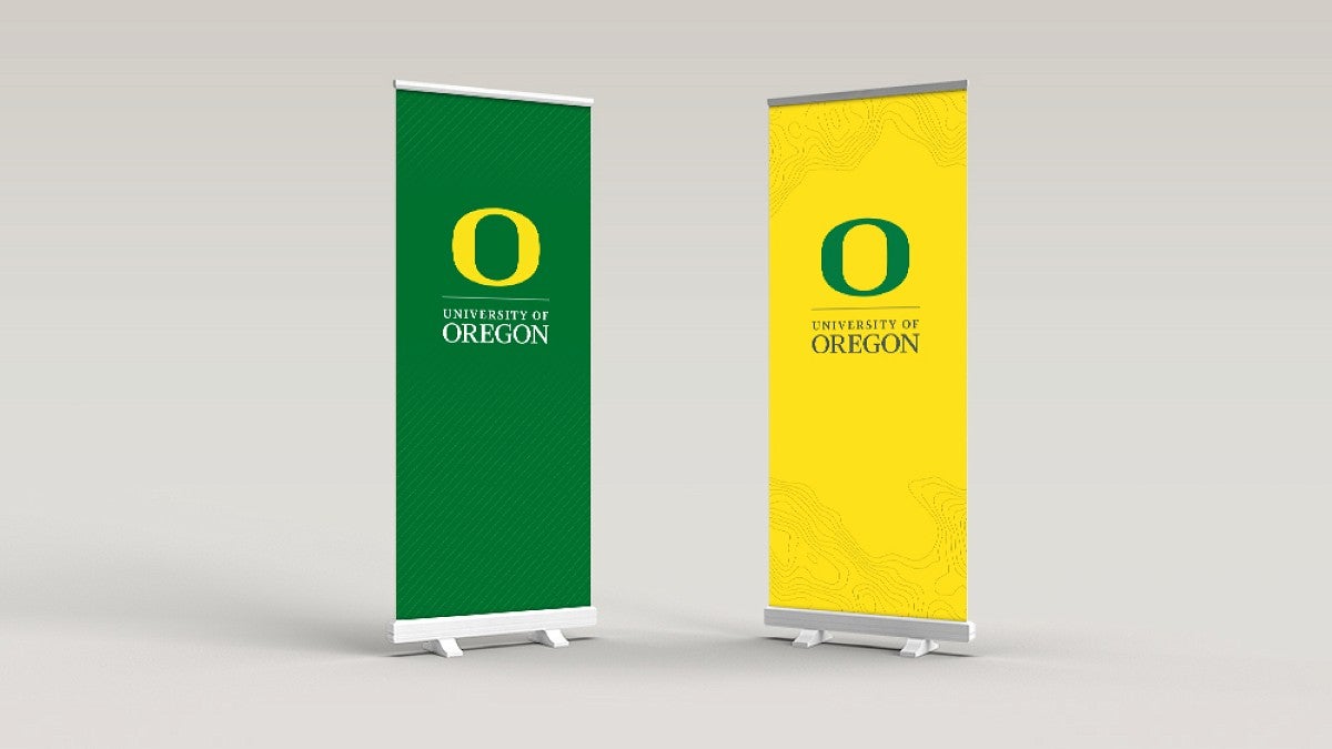 Retractable banners with UO logo